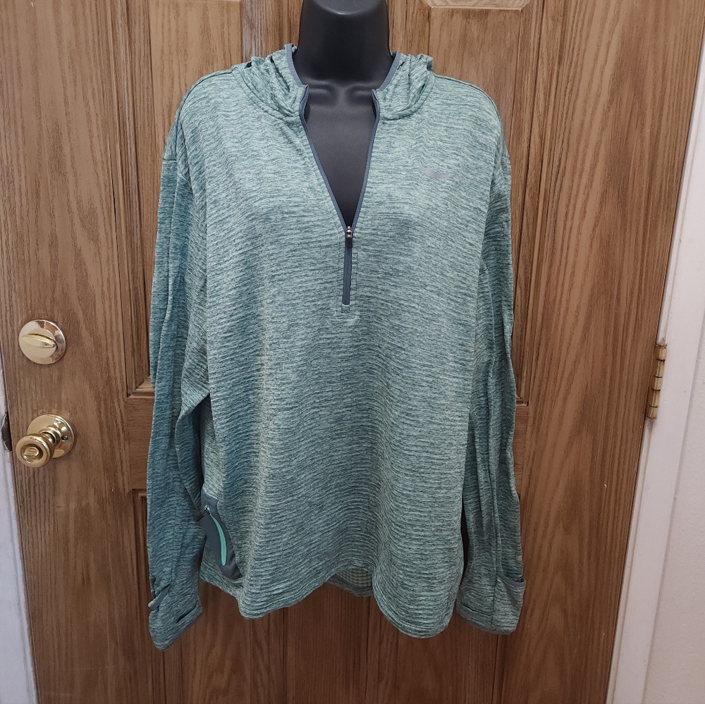 Nike Heathered Teal Green Quarter-Zip Hoodie